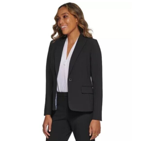 Calvin Klein Prestige Black Single Breasted One Button Blazer - Picture 15 of 15